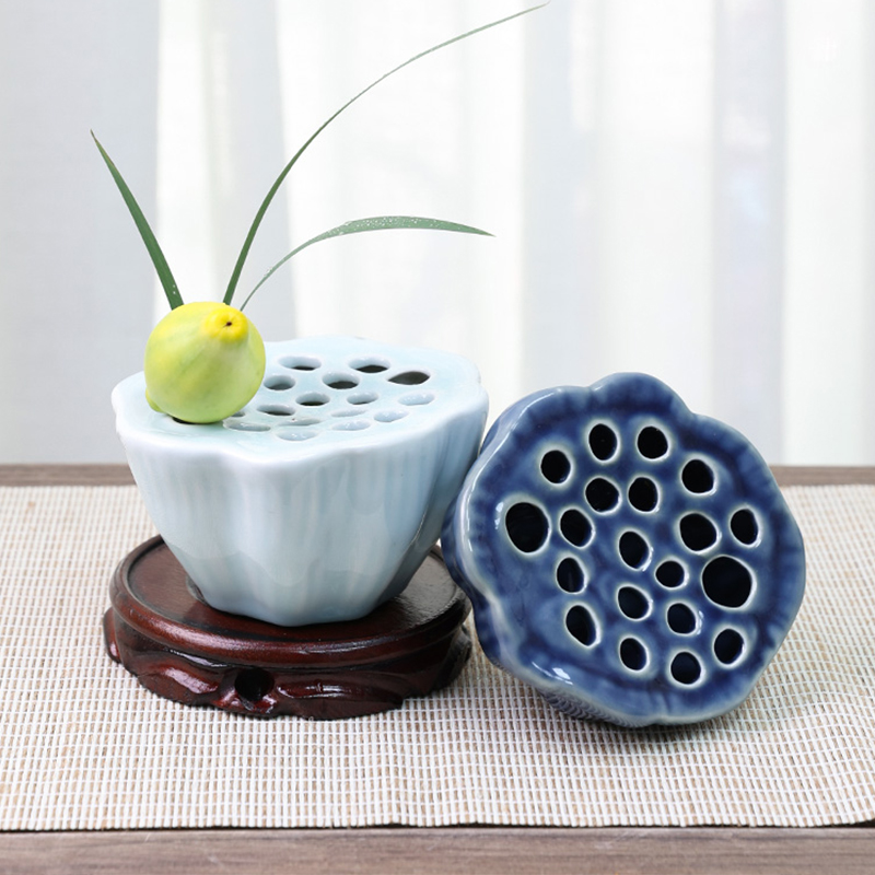 Ikebana Vase Kenzan - Ikebana-Halter im japanischen Stil, Keramik, Lotusform,